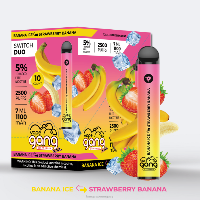 Bang Vape Precio - Vape Gang Switch Duo 2 sabores (caja de 10) hielo de plátano - plátano de fresa ZTVF40