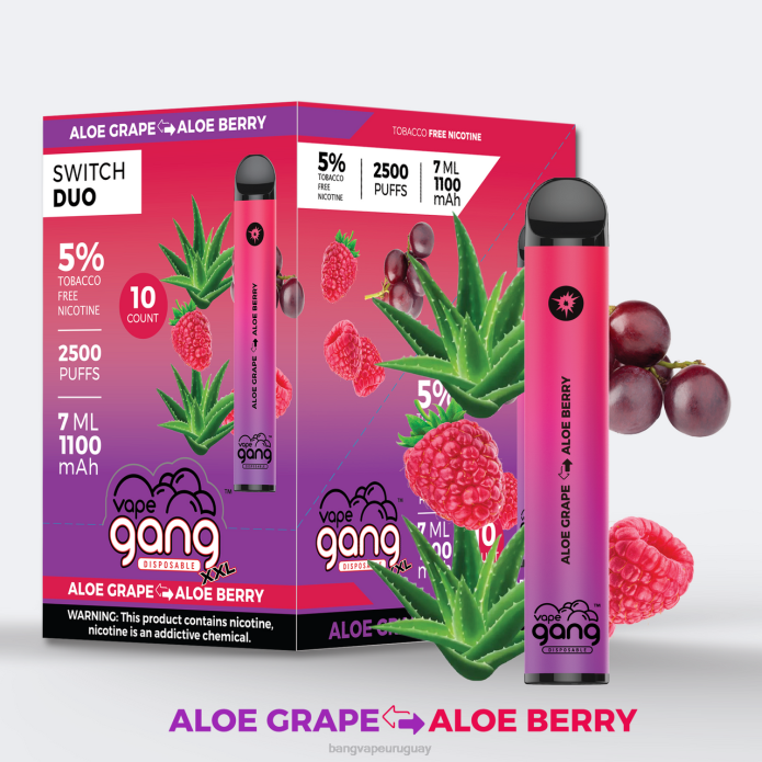 Vape Bang Precio - Vape Gang Switch Duo 2 sabores (caja de 10) uva de aloe - baya de aloe ZTVF39