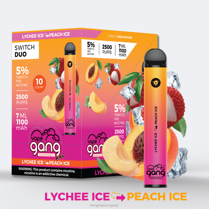 Vape Gang Shop - Vape Gang Switch Duo 2 sabores (caja de 10) hielo de lichi - hielo de melocotón ZTVF42