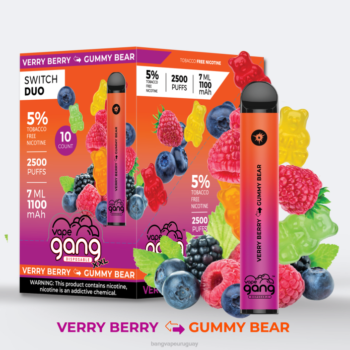 Vape Gang Shop - Vape Gang Switch Duo 2 sabores (caja de 10) sandía exuberante - chicle ZTVF49