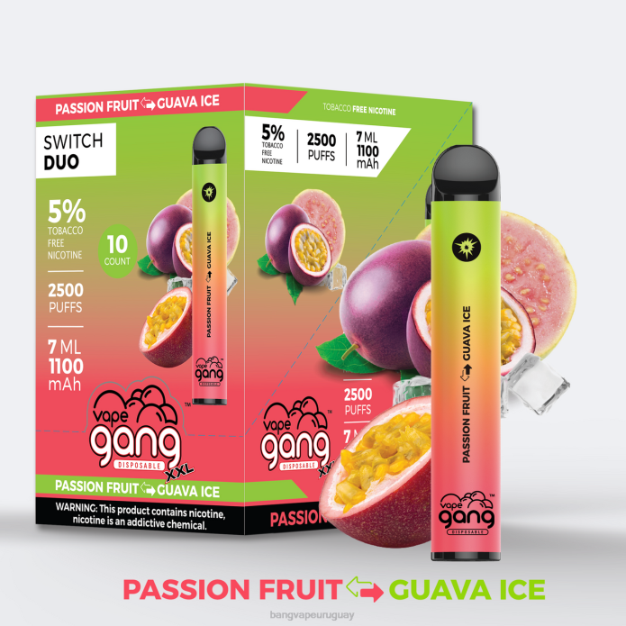 Vape Gang Uruguay - Vape Gang Switch Duo 2 sabores (caja de 10) maracuyá - hielo de guayaba ZTVF44