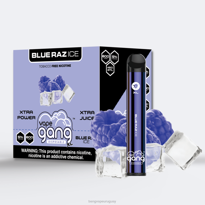 Bang Vape Montevideo - Vape Gang XL vaporizadores desechables 600 inhalaciones (caja de 10) hielo azul ZTVF61