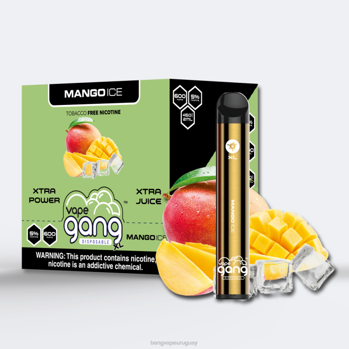 Bang Vape Montevideo - Vape Gang XL vaporizadores desechables 600 inhalaciones (caja de 10) hielo de mango ZTVF68