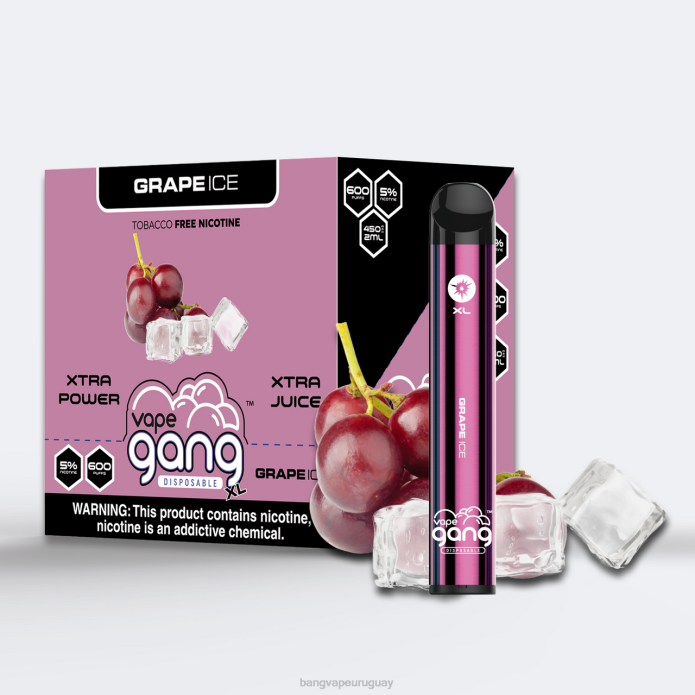 Vape Bang Precio - Vape Gang XL vaporizadores desechables 600 inhalaciones (caja de 10) hielo de uva ZTVF62